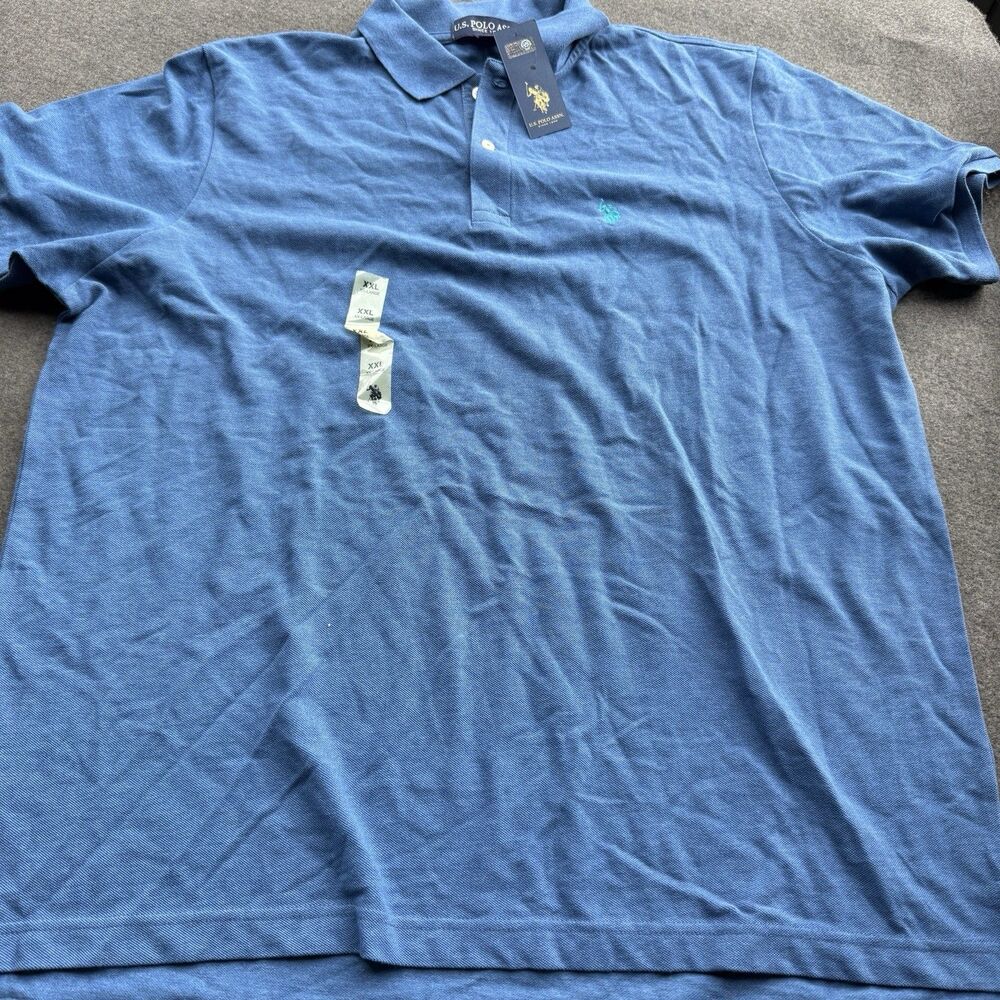 Uss Polo Assn Blue Polo Shirt Xxl Collared Short Sleeves Nwt New b12